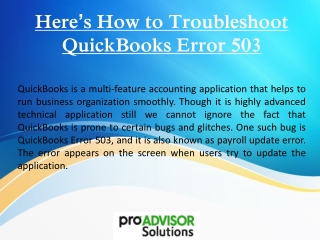 Here’s How to Troubleshoot QuickBooks Error 503