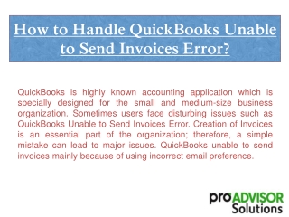 How to Handle QuickBooks Unable to Send Invoices Error