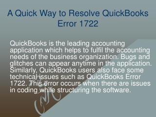 A Quick Way to Resolve QuickBooks Error 1722