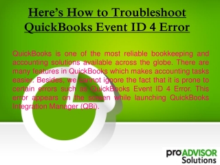 Here’s How to Troubleshoot QuickBooks Event ID 4 Error