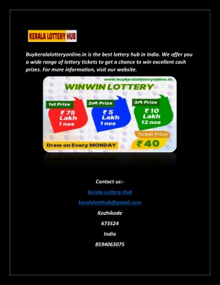 Buy Kerala Lottery Online | Buykeralalotteryonline.in