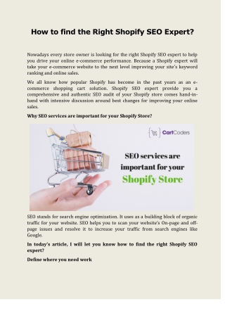 How to find the Right Shopify SEO Expert?