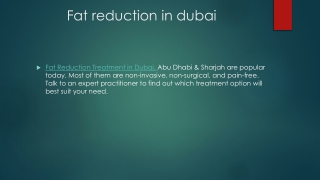 Fat Reduction in Dubai