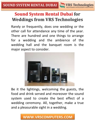 VRS Technologies offers Sound System Rental Dubai