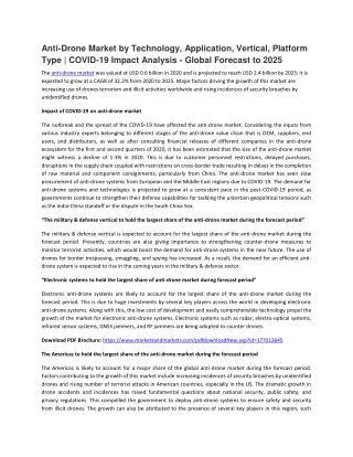 Anti-Drone Market by Technology, Application, Vertical, Platform Type | COVID-19 Impact Analysis | MarketsandMarkets