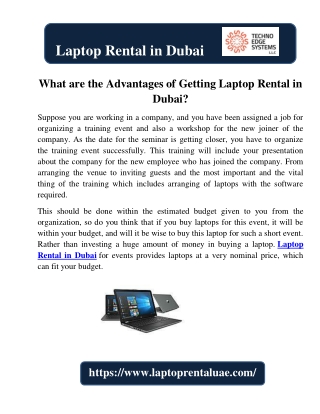 What are the Advantages of Getting Laptop Rental in Dubai?