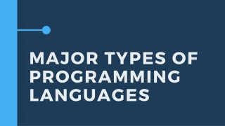 Major Types Of Programming Languages