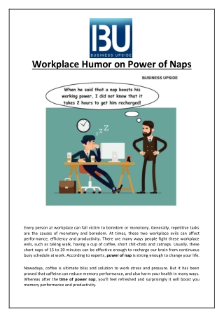 Workplace Humor on Power of Naps