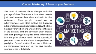 Content Marketing: A Boon to your Business