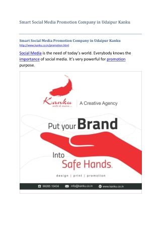 Smart Social Media Promotion Company in Udaipur Kanku