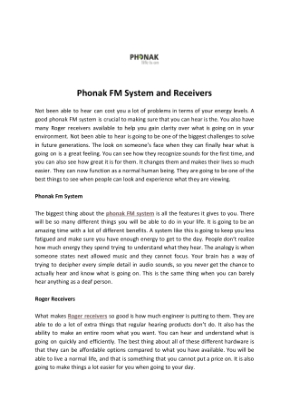 Phonak FM System and Receivers