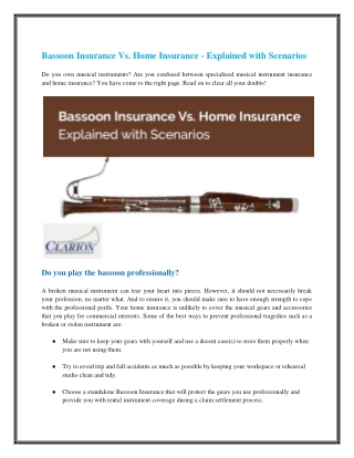 Bassoon Insurance Vs. Home Insurance - Explained with Scenarios