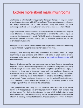 Explore more about magic mushrooms