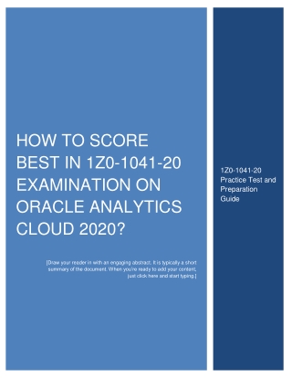 How to Score Best in 1Z0-1041-20 Examination on Oracle Analytics Cloud 2020?