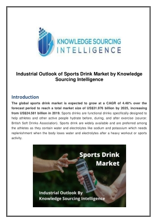 Industrial Outlook of Sports Drink Market by Knowledge Sourcing