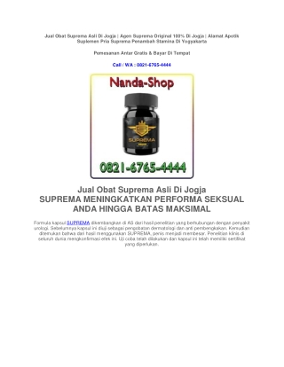 Apotek Jual 0821-6765-4444 Obat Suprema Asli Di Jogja | COD Antar Gratis