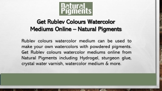 Get Rublev Colours Watercolor Mediums Online – Natural Pigments