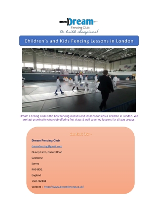 Children’s and Kids Fencing Lessons in London