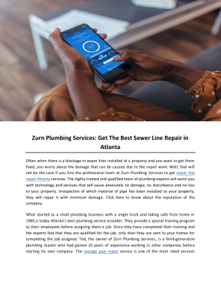 Zurn Plumbing Services: Get The Best Sewer Line Repair in Atlanta