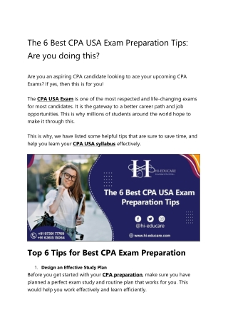 The 6 Best CPA USA Exam Preparation Tips: Are you doing this