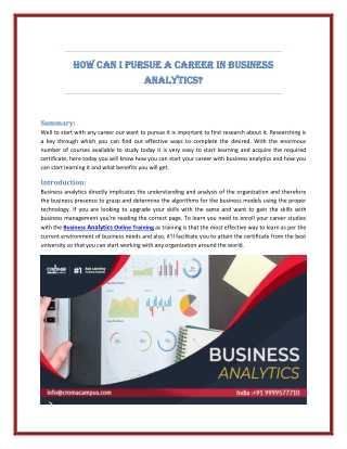 How Can I Pursue A Career In Business Analytics?