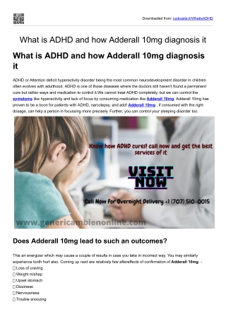 What is ADHD and how Adderall 10mg diagnosis it