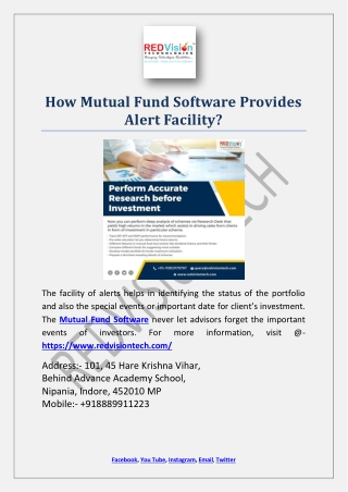 How Mutual Fund Software Provides Alert Facility?