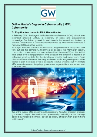 Online Master's Degree in Cybersecurity | GWU Cyberseurity