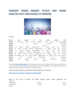 PHENOXY RESINS MARKET STATUS AND TREND ANALYSIS 2017-2026 (COVID-19 VERSION)