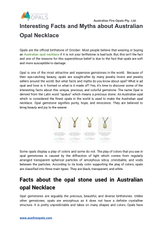 Interesting Facts and Myths about Australian Opal Necklace