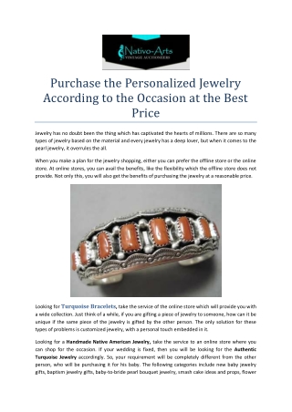 Purchase the Personalized Jewelry According to the Occasion at the Best Price