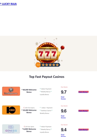 Fast Payout Casinos Online in India