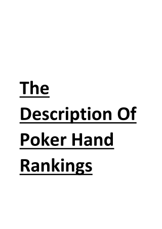 Description Of Poker Hand Rankings - Spartan Poker