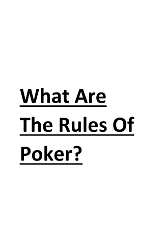 What Are The Rules Of Poker? - Spartan Poker