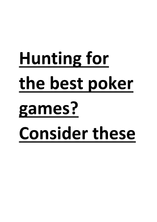 Poker Games - Hunting for the best poker games? - Spartan Poker