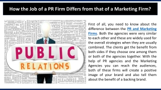 How the Job of a PR Firm Differs from that of a Marketing Firm?