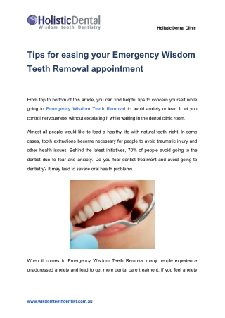 Tips for easing your Emergency Wisdom Teeth Removal appointment