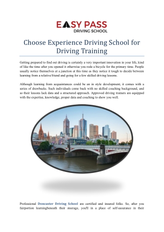 Choose Experience Driving School for Driving Training