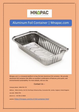 Aluminum Foil Container | Mnapac.com