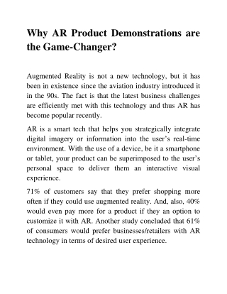 Why AR Product Demonstrations are the Game Changer?