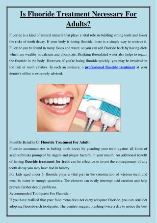 Is Fluoride Treatment Necessary For Adults?