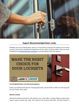 Expert Recommended Door Locks