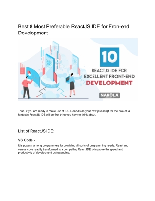 Best 8 Most Preferable ReactJS IDE for Fron end Development