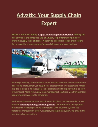 Advatix: Your Supply Chain Expert