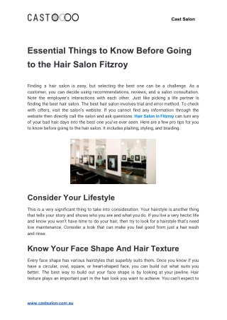 Essential Things to Know Before Going to the Hair Salon Fitzroy