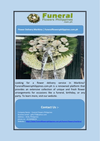 Flower Delivery Marikina | Funeralflowersphilippines.com.ph