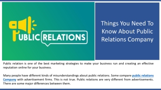 Things You Need To Know About Public Relations Company