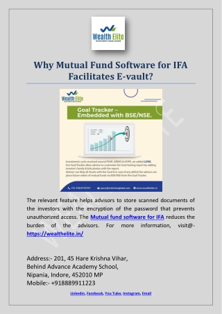 Why Mutual Fund Software for IFA Facilitates E-vault?