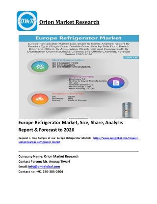 Europe Refrigerator Market Trends, Size, Competitive Analysis and Forecast 2020-2026