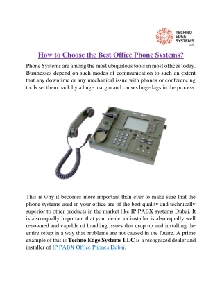 How To Chose the Best Office Phone Systems?